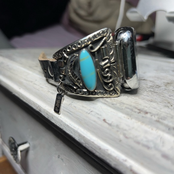 APPLE WATCHBAND SS/Turquoise Native American - Picture 5 of 9